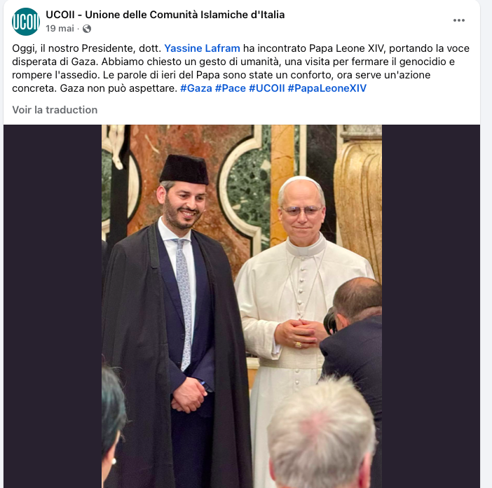 Leon XIV et le chef des Frères Musulmans italiens